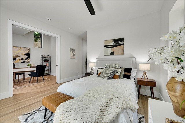 1029 9th St, Boulder, CO 80302 - bedroom featuring light wood-type flooring and ceiling fan