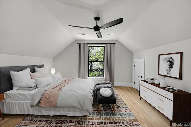 1029 9th St, Boulder, CO 80302 - bedroom with lofted ceiling, ceiling fan, and light wood-type flooring