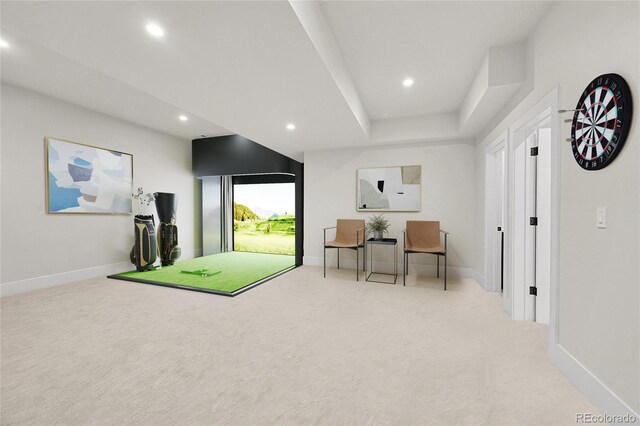 1029 9th St, Boulder, CO 80302 - rec room with carpet, recessed lighting, and golf simulator