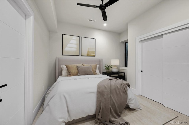1029 9th St, Boulder, CO 80302 - bedroom featuring ceiling fan, recessed lighting, and a closet