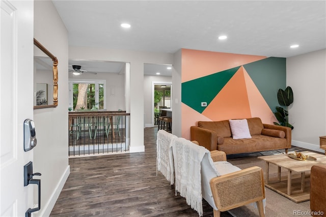 8060 Stuart Pl, Westminster, CO 80031 - living room with wood finished floors, recessed lighting, and ceiling fan