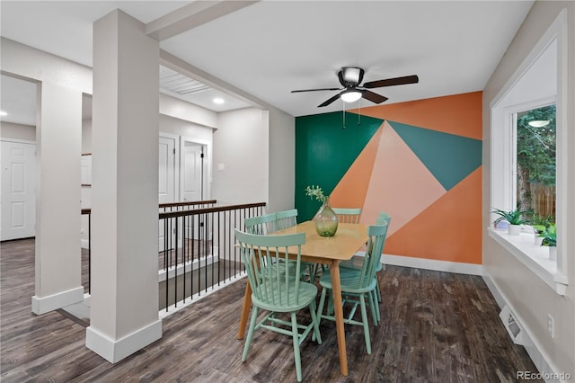 8060 Stuart Pl, Westminster, CO 80031 - dining space with a ceiling fan, wood finished floors, and recessed lighting