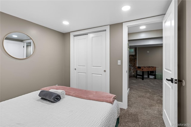 8060 Stuart Pl, Westminster, CO 80031 - bedroom featuring dark carpet, recessed lighting, and a closet