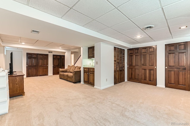 6351 S Andes Pl, Centennial, CO 80016 - unfurnished room with light colored carpet, a drop ceiling, baseboards, and recessed lighting