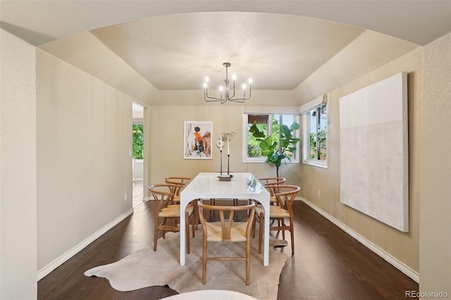 2841 Wyecliff Way, Highlands Ranch, CO 80126 - dining space with dark wood-type flooring, a chandelier, and healthy amount of natural light