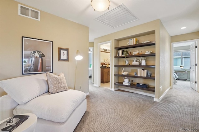 2841 Wyecliff Way, Highlands Ranch, CO 80126 - living room with carpet floors and built in shelves