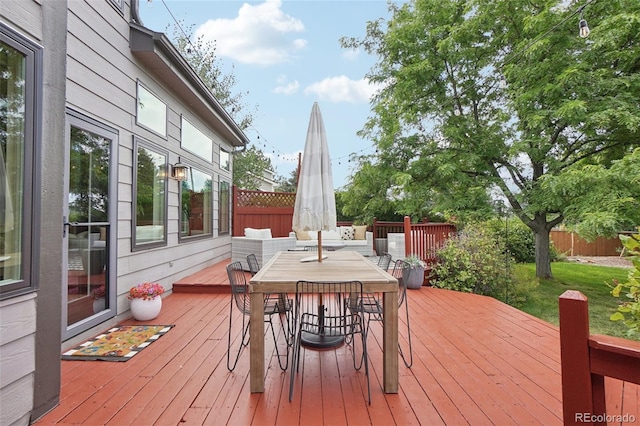 2841 Wyecliff Way, Highlands Ranch, CO 80126 - wooden deck featuring outdoor dining space
