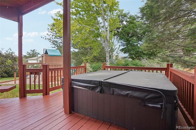 2841 Wyecliff Way, Highlands Ranch, CO 80126 - deck featuring a hot tub and a playground