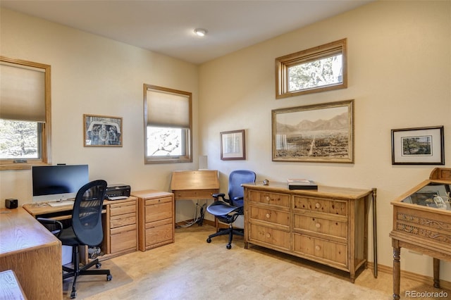 home office with baseboards