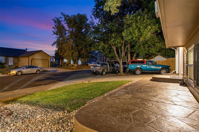 view of yard at dusk