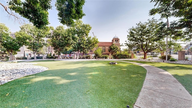 view of community featuring a lawn