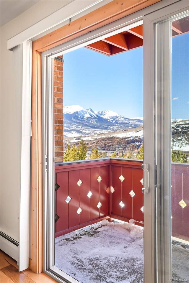 150 Evergreen Rd Unit 204, Dillon, CO 80435 - entryway with a mountain view, plenty of natural light, and baseboard heating