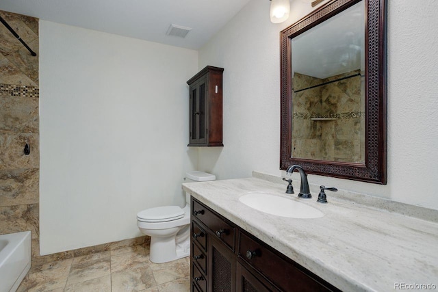 8795 Rudd Rd, Evergreen, CO 80439 - bathroom featuring toilet, a shower, a tub to relax in, and vanity