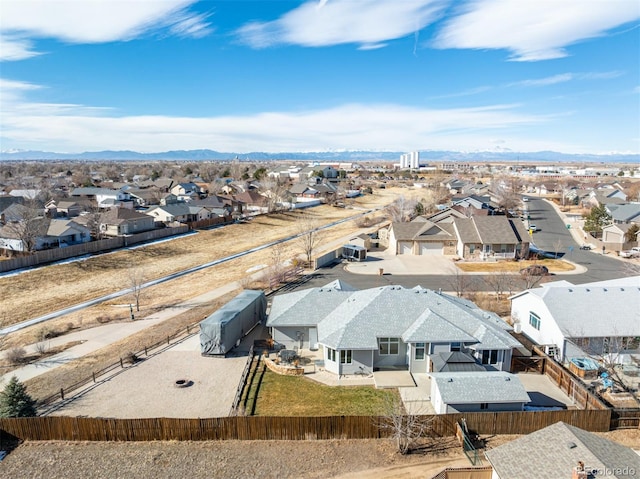 bird's eye view with a mountain view