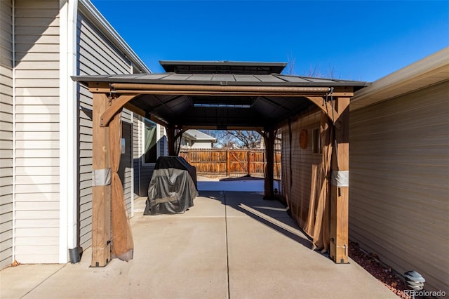 view of vehicle parking featuring a gazebo