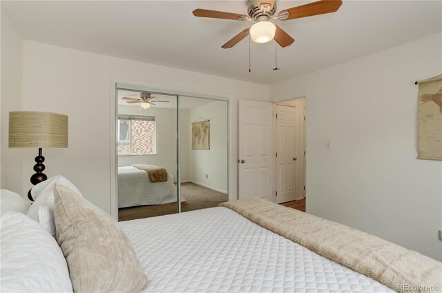 21 N Washington St Unit 301, Denver, CO 80203 - carpeted bedroom featuring a ceiling fan and a closet
