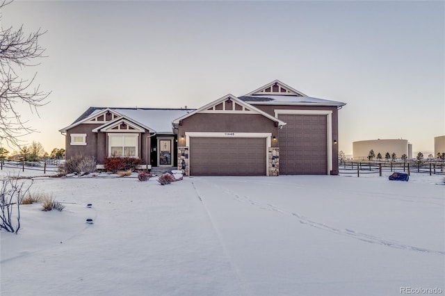 view of front of home with a garage