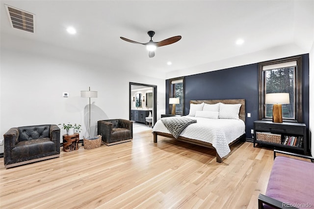 2548 Keystone Dr, Evergreen, CO 80439 - bedroom featuring light wood finished floors, recessed lighting, and a ceiling fan