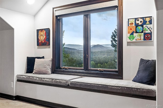 2548 Keystone Dr, Evergreen, CO 80439 - living area with lofted ceiling and a mountain view