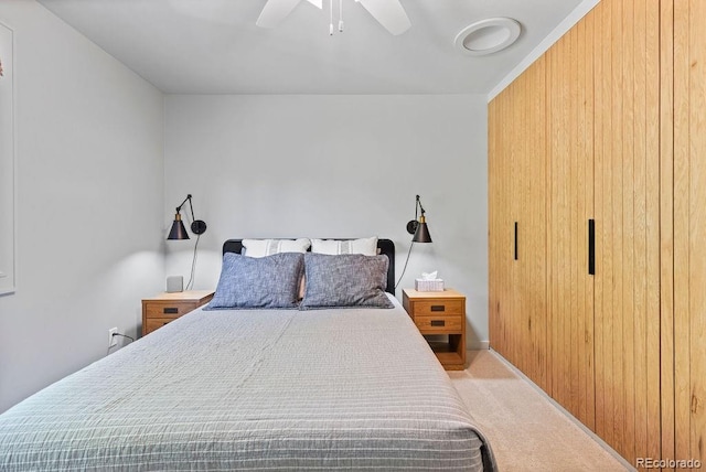 7633 S Gilpin Ct, Centennial, CO 80122 - carpeted bedroom featuring ceiling fan and wooden walls