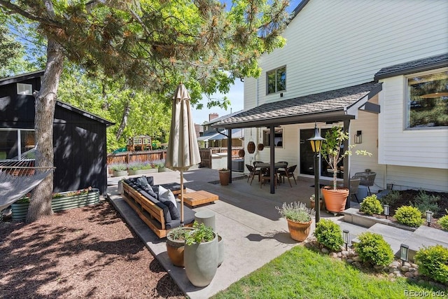 7633 S Gilpin Ct, Centennial, CO 80122 - wooden deck with a patio area, outdoor dining area, and outdoor lounge area