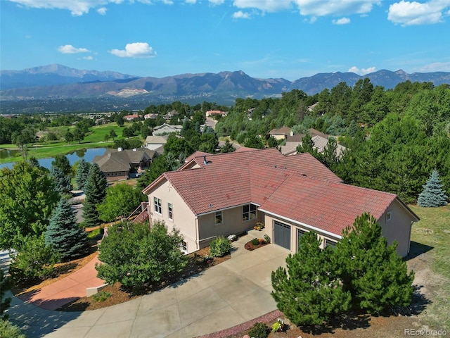 aerial view featuring a mountain view