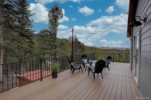 deck with a mountain view