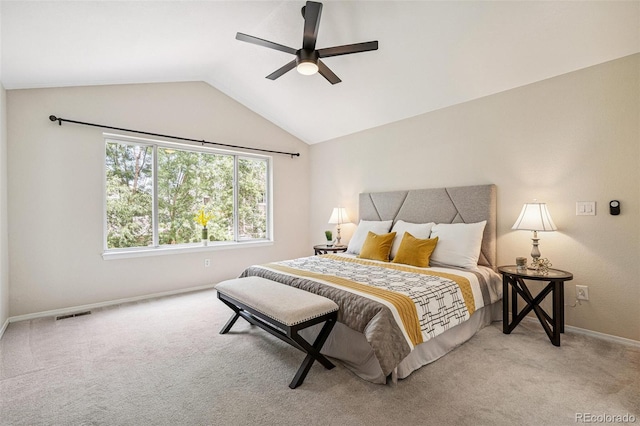 6713 W 98th Cir, Westminster, CO 80021 - carpeted bedroom with vaulted ceiling and a ceiling fan