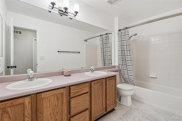 6713 W 98th Cir, Westminster, CO 80021 - bathroom featuring double vanity and shower / bath combination with curtain