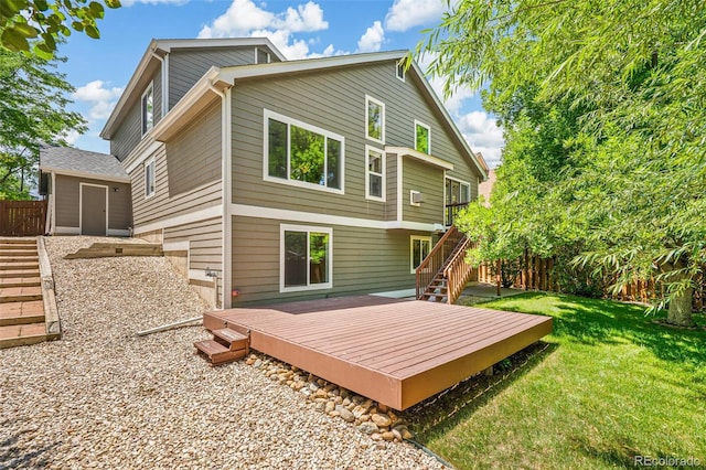 6713 W 98th Cir, Westminster, CO 80021 - back of house with stairs and a wooden deck