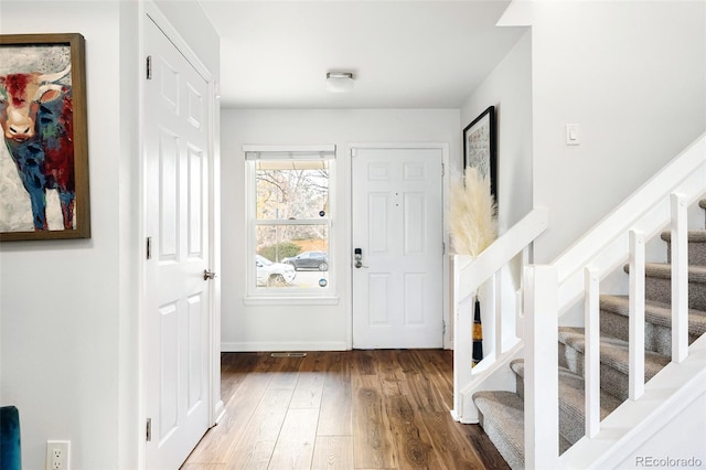 entrance foyer with hardwood / wood-style flooring