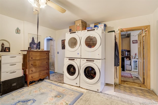 232 N 14th St, Colorado Springs, CO 80904 - washroom with separate washer and dryer, estacked washer and dryer, and ceiling fan