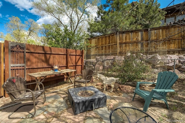 232 N 14th St, Colorado Springs, CO 80904 - view of patio featuring an outdoor fire pit and fence
