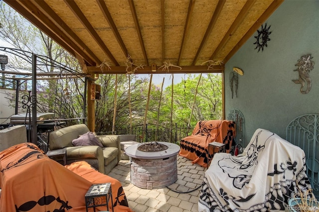 232 N 14th St, Colorado Springs, CO 80904 - view of patio featuring an outdoor living space with a fire pit