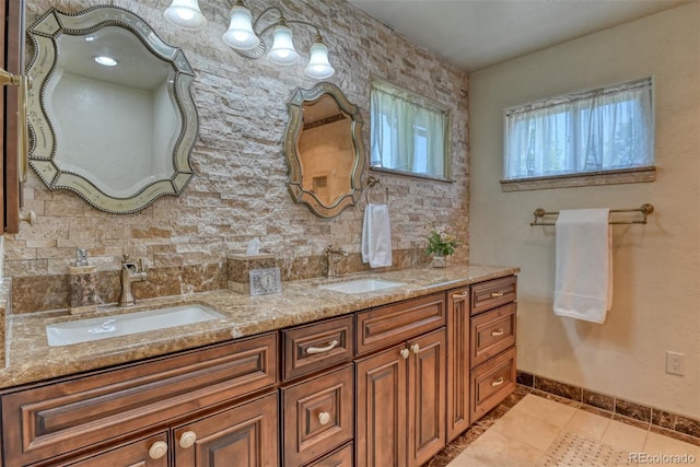 bathroom featuring vanity and tile patterned flooring