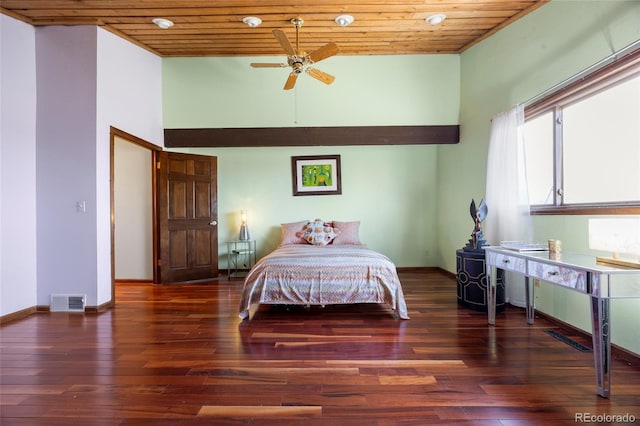 3900 Bogey Ct, Longmont, CO 80503 - bedroom featuring wood finished floors, wooden ceiling, a high ceiling, and baseboards