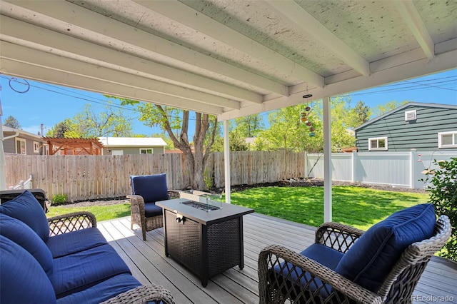 6179 S Bemis St, Littleton, CO 80120 - deck featuring an outdoor living space with a fire pit