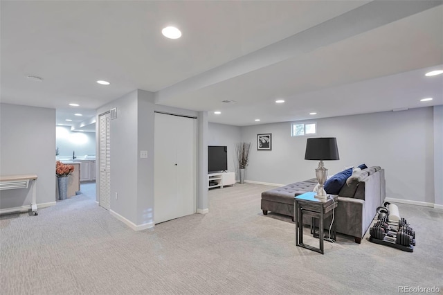 6179 S Bemis St, Littleton, CO 80120 - carpeted living room featuring recessed lighting and baseboards