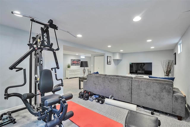 6179 S Bemis St, Littleton, CO 80120 - workout area with recessed lighting, baseboards, and carpet