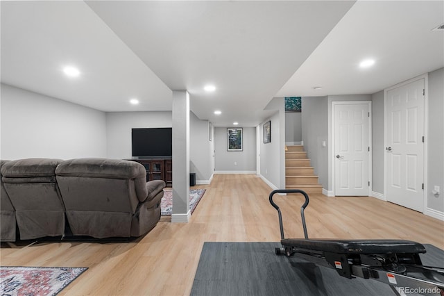 8535 E Otero Cir, Centennial, CO 80112 - exercise area with wood finished floors, baseboards, and recessed lighting