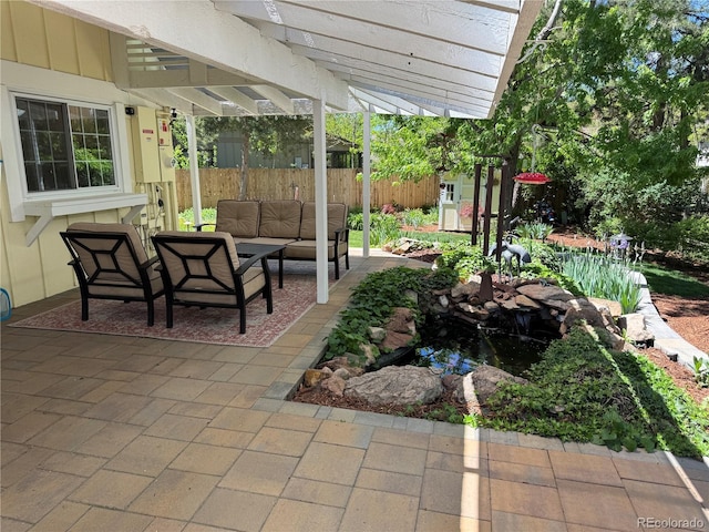 8535 E Otero Cir, Centennial, CO 80112 - view of patio / terrace featuring an outdoor living space and a pergola