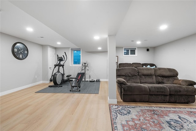 8535 E Otero Cir, Centennial, CO 80112 - exercise room with wood finished floors, recessed lighting, and baseboards