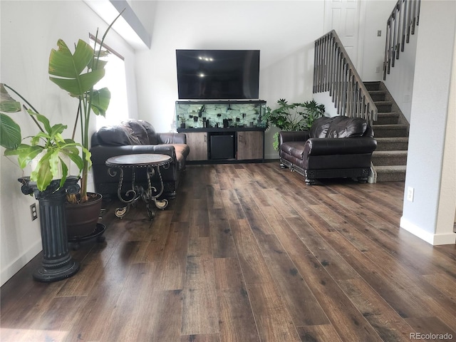 21924 E Lake Ave, Aurora, CO 80015 - living room with wood finished floors and stairs