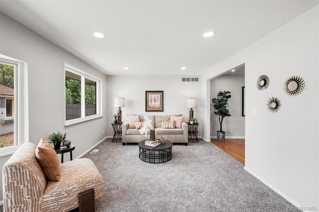 5947 W 65th Ave, Arvada, CO 80003 - carpeted living room with recessed lighting and baseboards