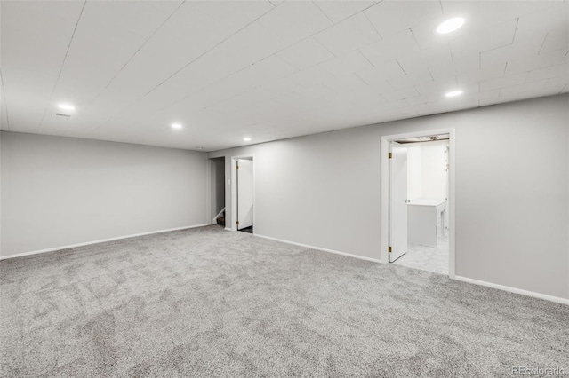 5947 W 65th Ave, Arvada, CO 80003 - finished basement with recessed lighting, carpet flooring, and stairs