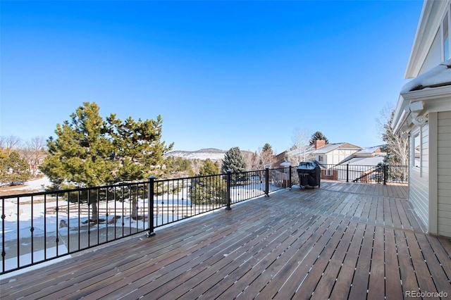 deck featuring a mountain view