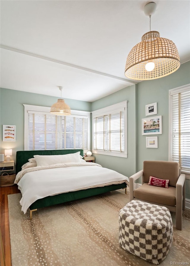 bedroom with wood-type flooring