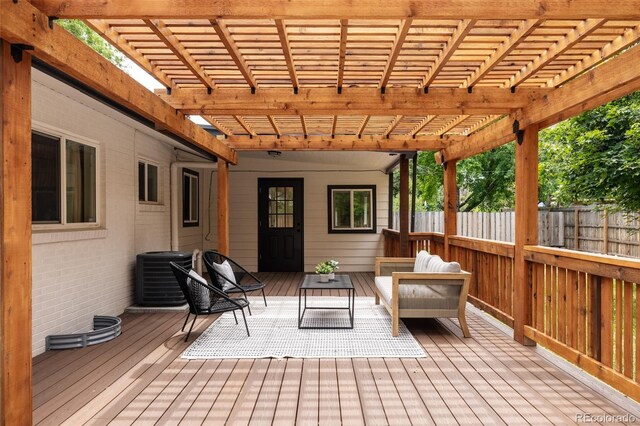2263 Yellowstone St, Golden, CO 80401 - deck with a pergola and an outdoor living space