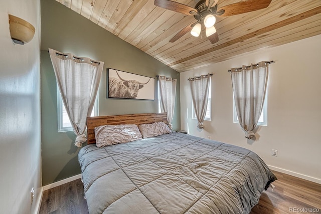 56506 County Road Aa, Moffat, CO 81143 - bedroom featuring wood ceiling, baseboards, lofted ceiling, wood finished floors, and ceiling fan