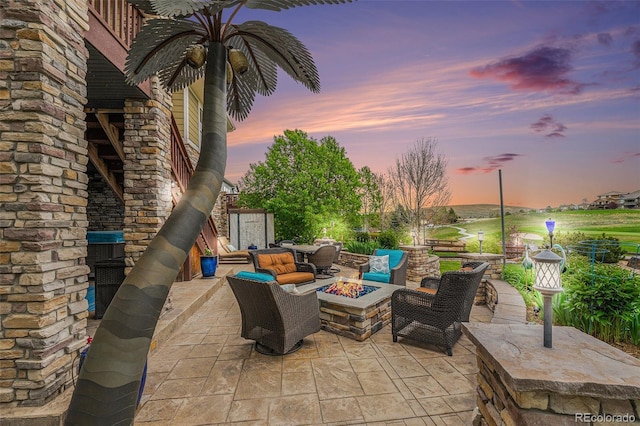 2349 Hickory Pl, Erie, CO 80516 - patio terrace at dusk with a fire pit